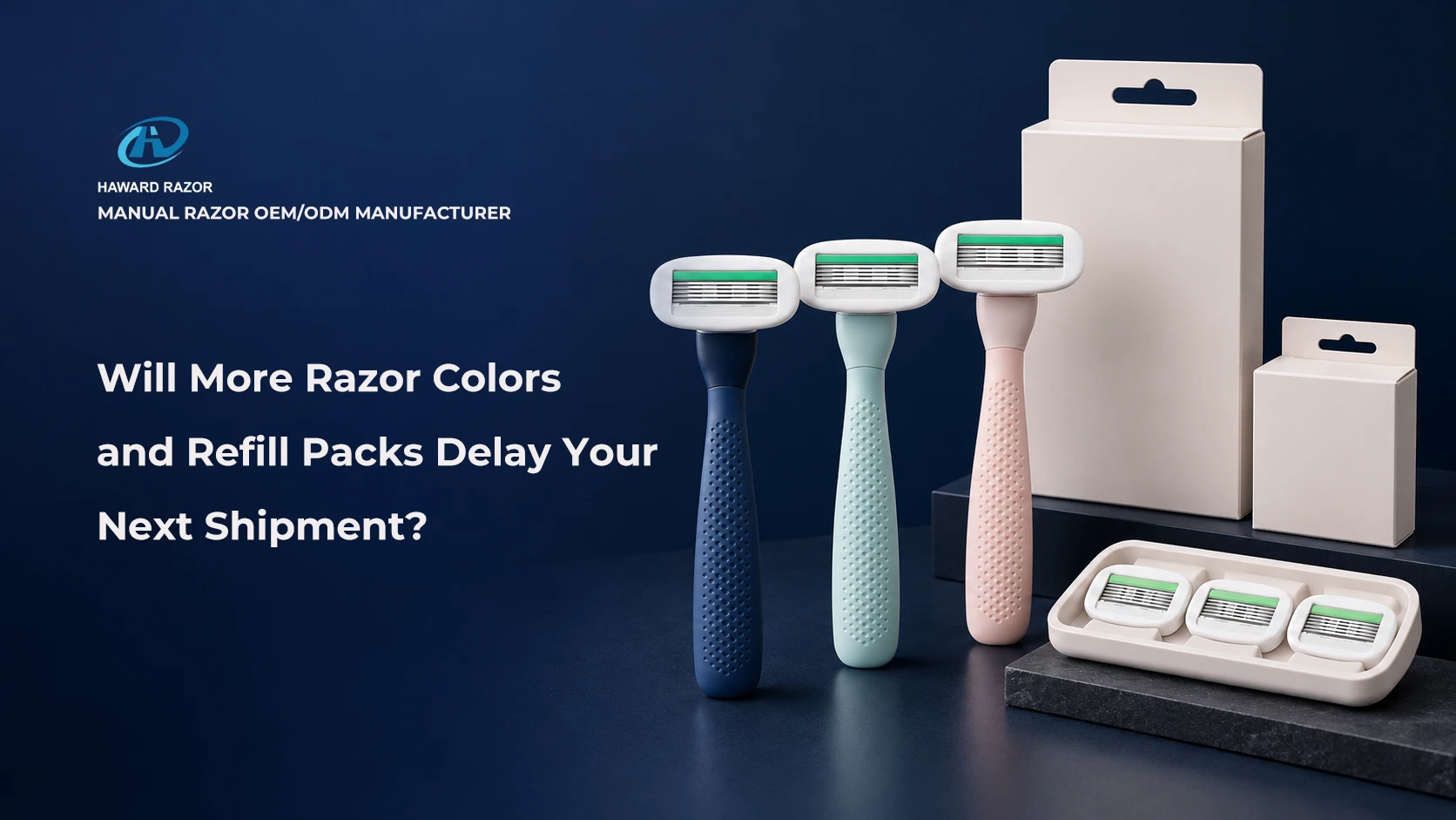 Razor order mix with shared cartridges and a coordinated handle color assortment