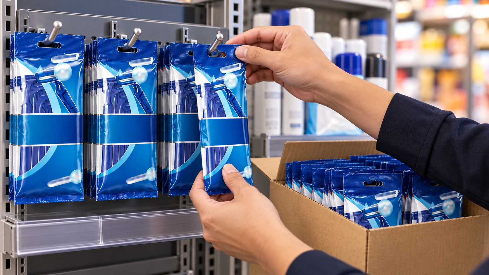 Inner packs of disposable razors for convenience store restocking