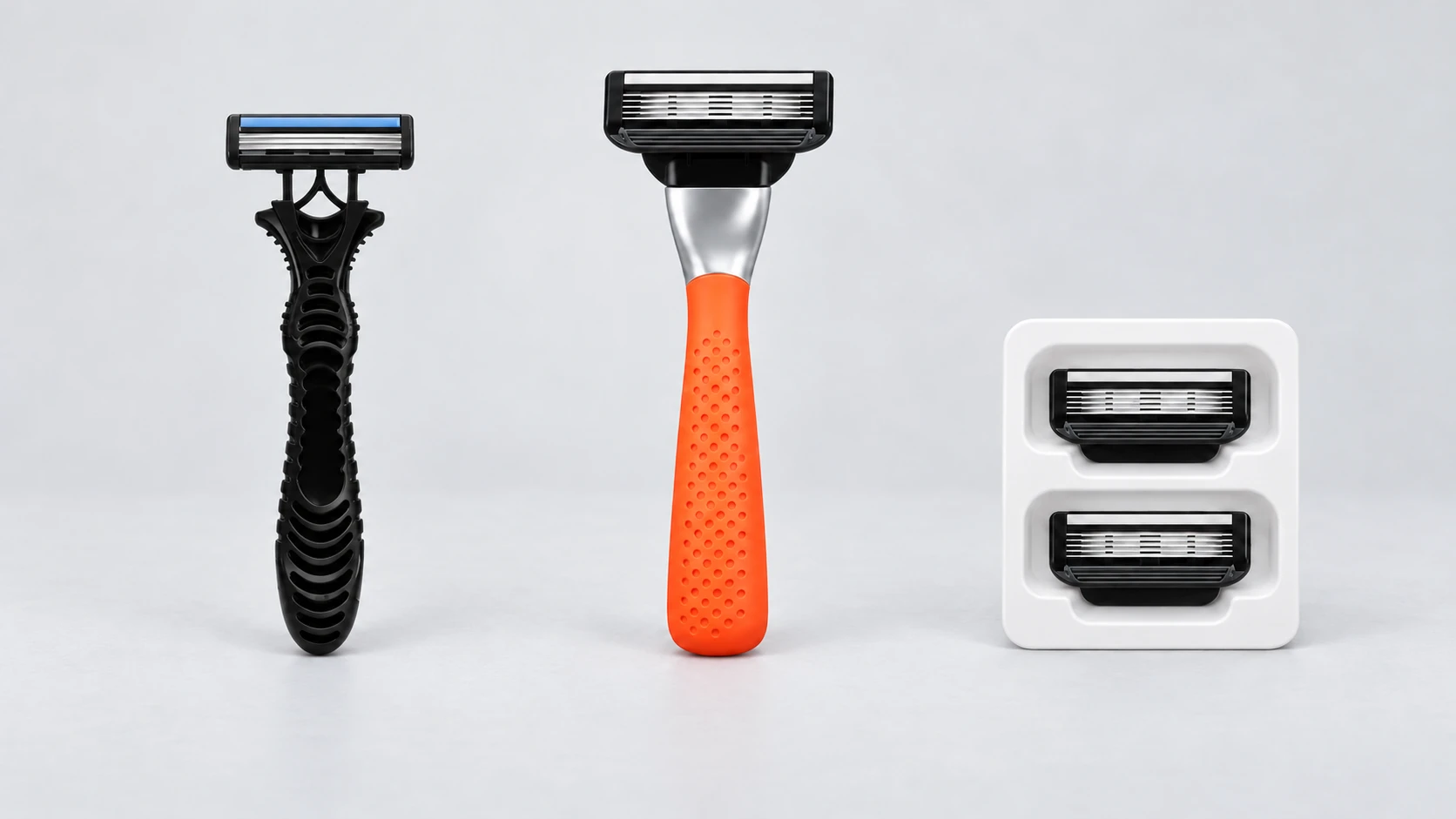OEM razor product classification comparing a disposable razor, a system razor and refill cartridges