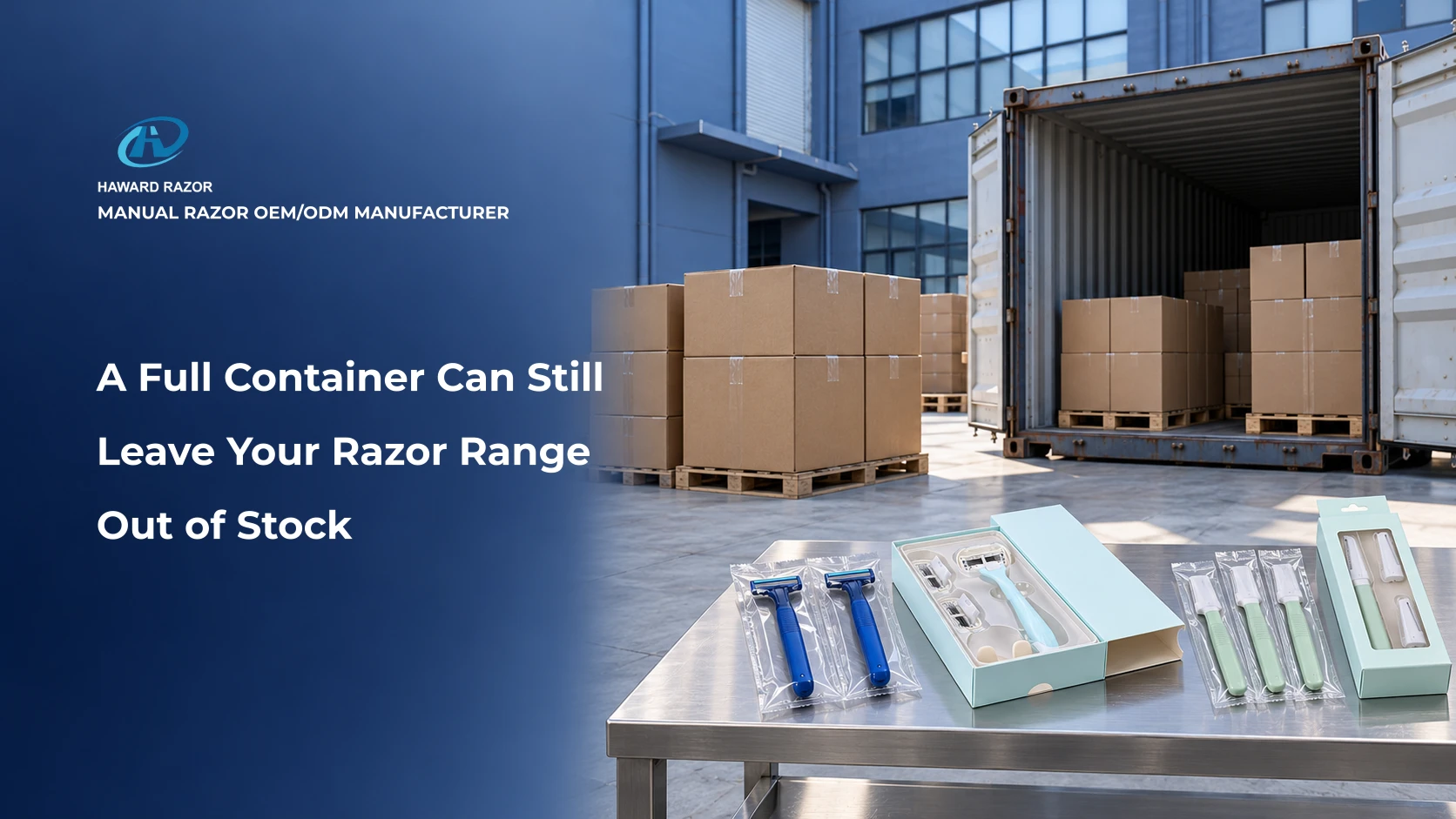 Razor container loading plan with disposable, system and facial razor export cartons